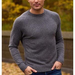 Raffi Granite Grey The Lonnie 100% Cashmere Crewneck Sweater